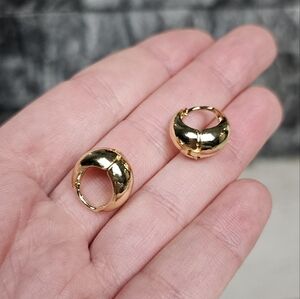 Mini Goldtone Basic Latch Huggie Earrings